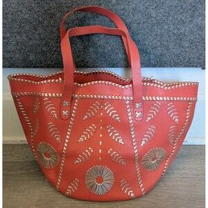 Miss Albright Philadelphia Anthropologie Big Leather Tote Silk Scarf Accent READ
